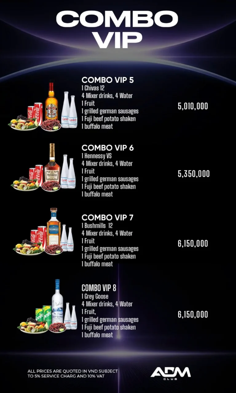 Menu ADM Club – Combo VIP 5–8